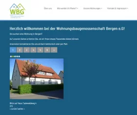 Screenshot Website: Wohnungsbaugenossenschaft Bergen e.G.